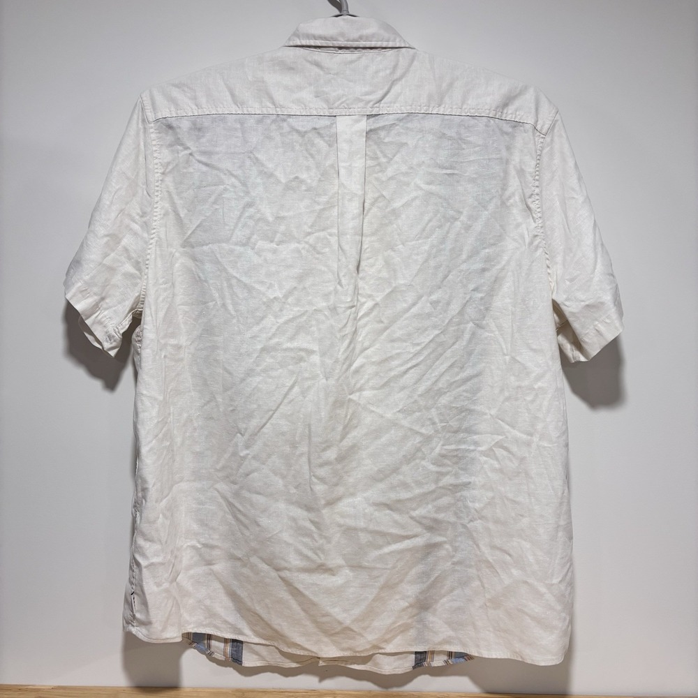 ROWM Button Down White Blue Big & Tall Short Sleeve Striped Hemp Outsider 2XB - Picture 7 of 7